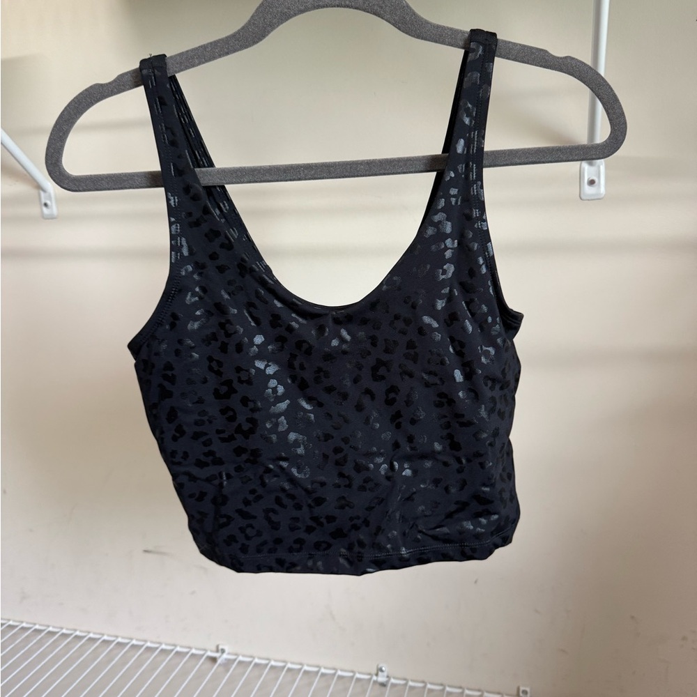 Black Leopard Print Workout Cropped Tank
